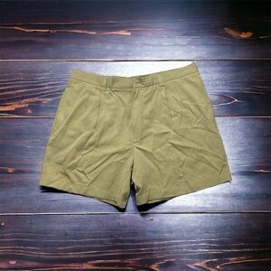 Tommy Bahama Relax 100% Silk Mens Tan Green Hue Bermuda Length Shorts Size 38